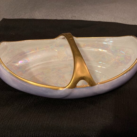 VTG 1930's Bavaria Hutschenreuther Selb LHS Purple Iridescent CandyDish-6.5"-EUC - Picture 3 of 10